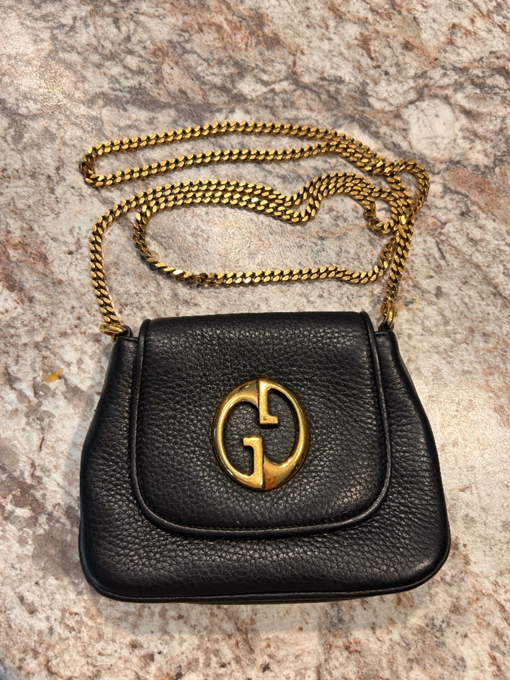 Gucci Black Leather Chain Crossbody Bag